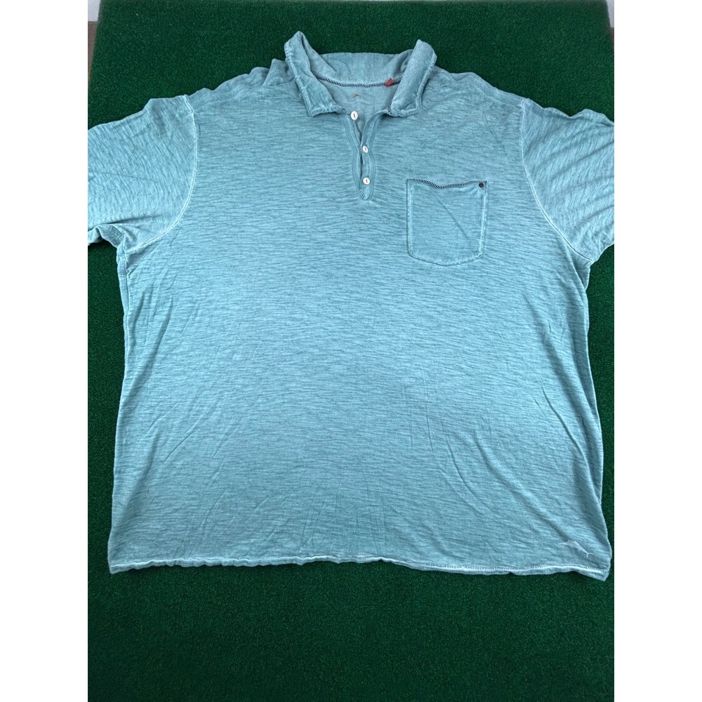 Mens Tommy Bahama Sea‎ Glass Breezer Polo Shirt Short Sleeve Pocket Casual